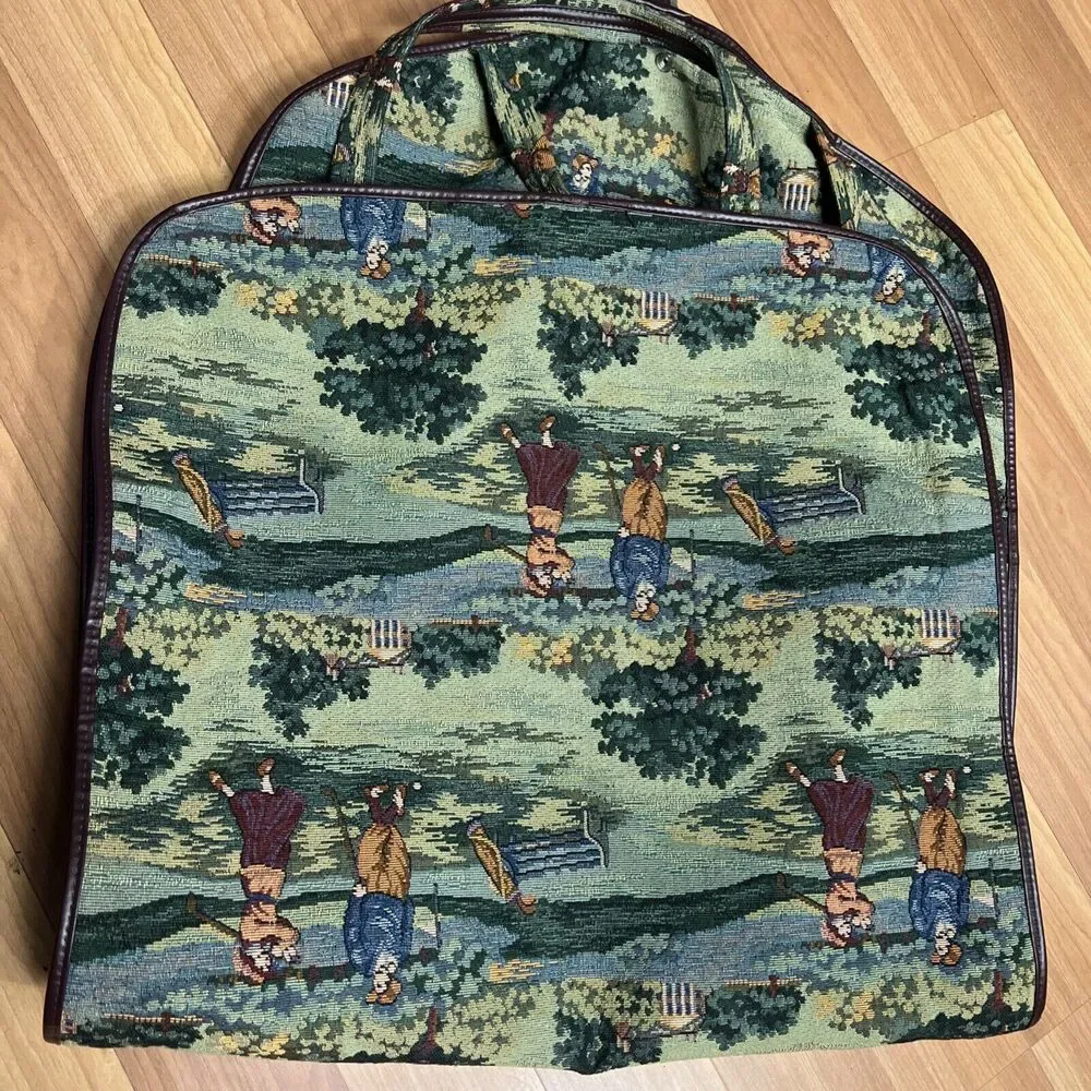 Vintage Tapestry Garment Bag With Golf Design